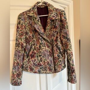 Romantic Floral Tapestry Moto Jacket